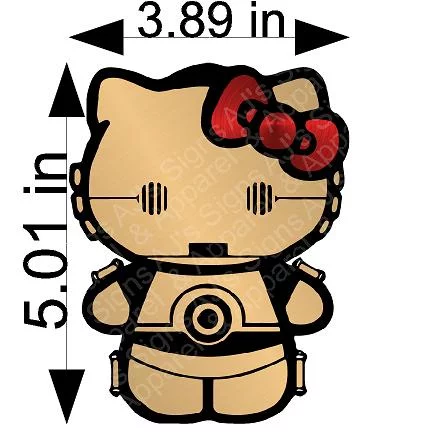 C3PO Hello Kitty Vinyl Sticker - AJ's Signs & Apparel