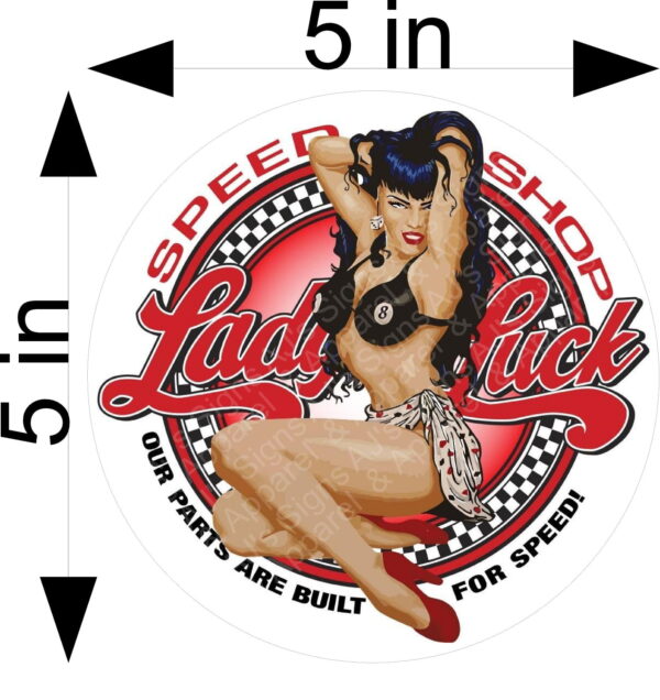Lady Luck Speed Shop Pin up Sticker