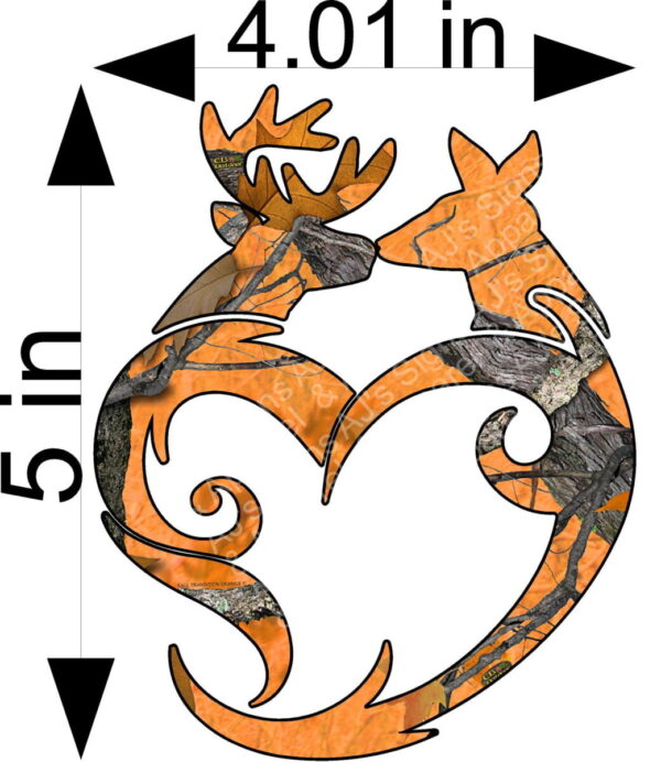 Browning Buck Doe Heart Orange Camo Vinyl Sticker