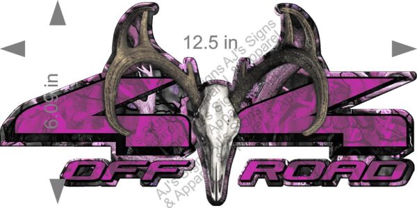 4 x 4 Buck Pink 12.5" x 6.09" Vinyl Sticker Decal Cars Trucks Vans Walls Laptop
