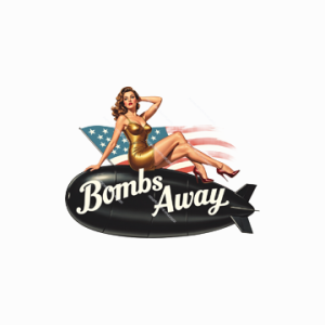 Bombs Away Pin-Up Girl Sticker #2 – Vintage WWII Nose Art Decal – Glossy Vinyl, Waterproof