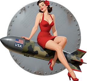 Camouflage Bombshell Sticker Style 1 – Patriotic Pin-Up Nose Art Decal