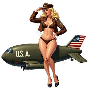 Blonde Bombshell Military Sticker – WWII Nose Art Decal style 2
